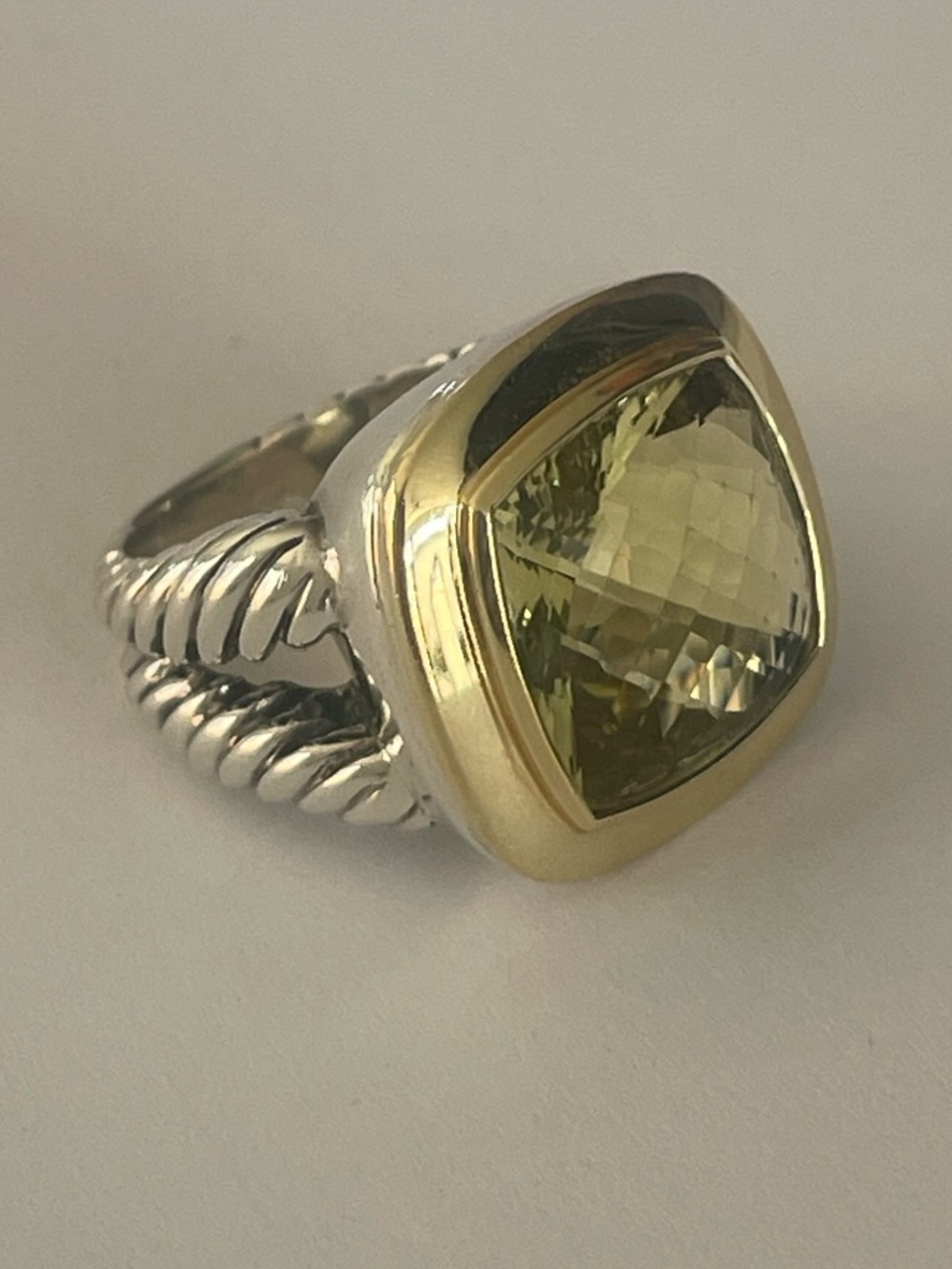 David Yurman, Sterling &  18k gold classic 14mm lemon citrine Albion ring - Picture 3 of 11